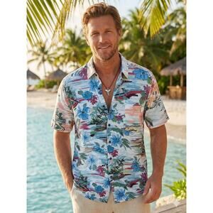 Tommy Bahama Men’s Hawaiian Short Sleeve Rayon Tropical Beach Print Shirt XL